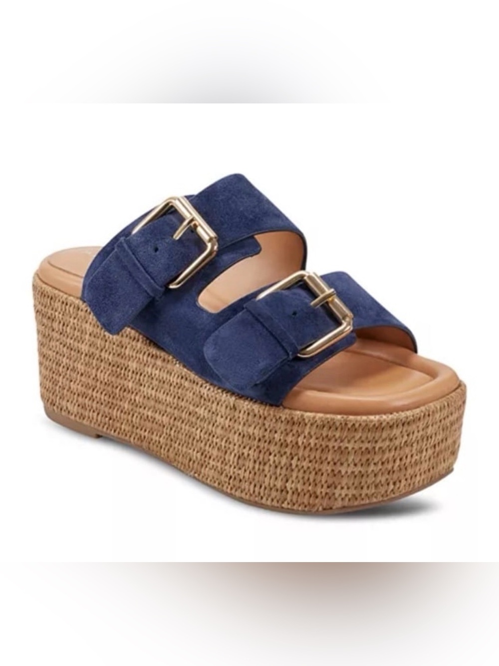 NWOT Marc Fisher LTD Palery Platform Wedge Sandals Leather Shoes - 7.5